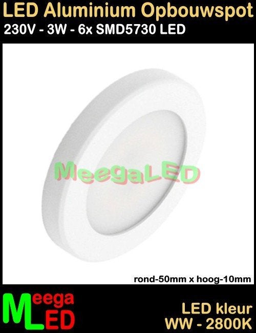 LED Caravan onderbouwspot panel spot 3 Watt Warm 230V - M30, Ophalen of Verzenden, Nieuw