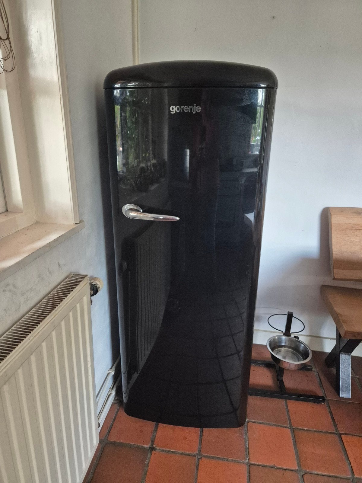 Gorenje Retro Koelkast Zwart - Zo goed als nieuw, Ophalen, 150 tot 200 liter, Zonder vriesvak, Zo goed als nieuw