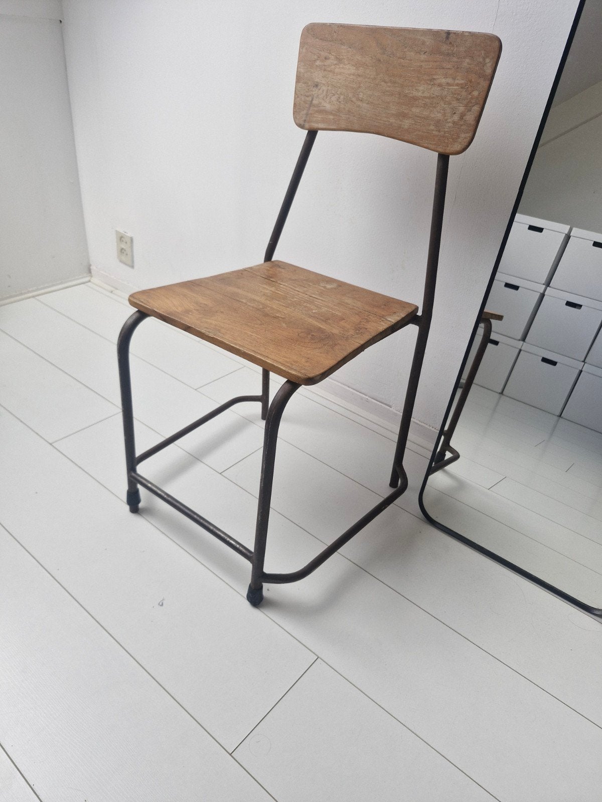 Vintage schoolstoel - Hout en metaal, Ophalen