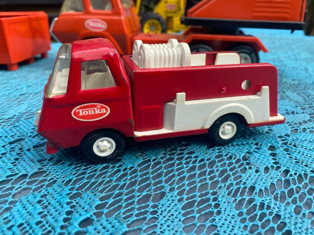 Vintage Tonka Brandweerwagen - Rood en Wit Speelgoed, Ophalen of Verzenden, Gebruikt