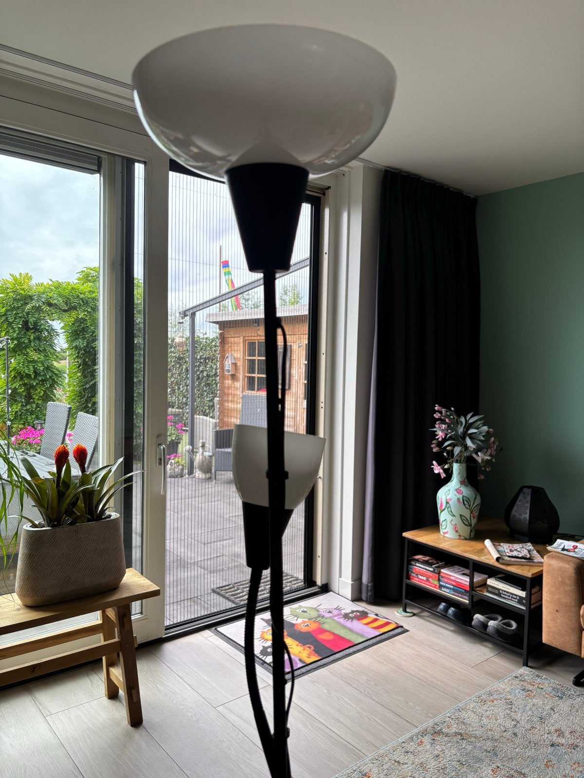 Zwarte vloerlamp met leeslamp - Gebruikt, Ophalen, Gebruikt, Metaal, 150 tot 200 cm
