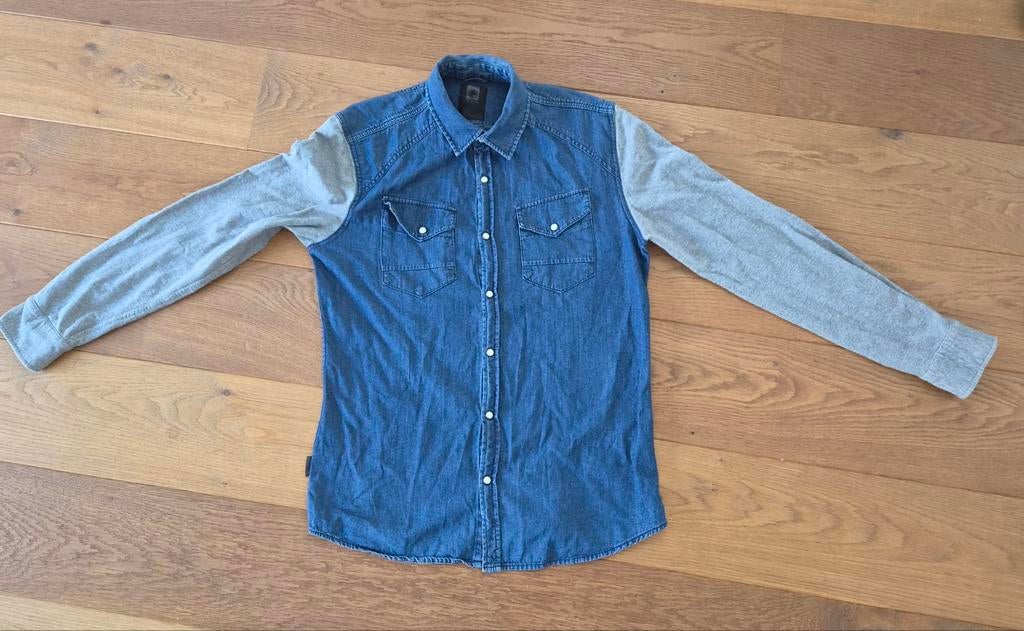 Denim overshirt met grijze mouwen Cult Edition maat L, Cult Edition, Blauw, Ophalen of Verzenden, Zo goed als nieuw