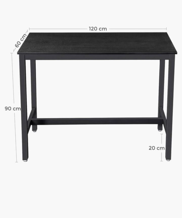 Zwarte bartafel met metalen frame - 120x60x90 cm, Gebruikt, 100 tot 150 cm, Tot twee personen, 50 tot 100 cm