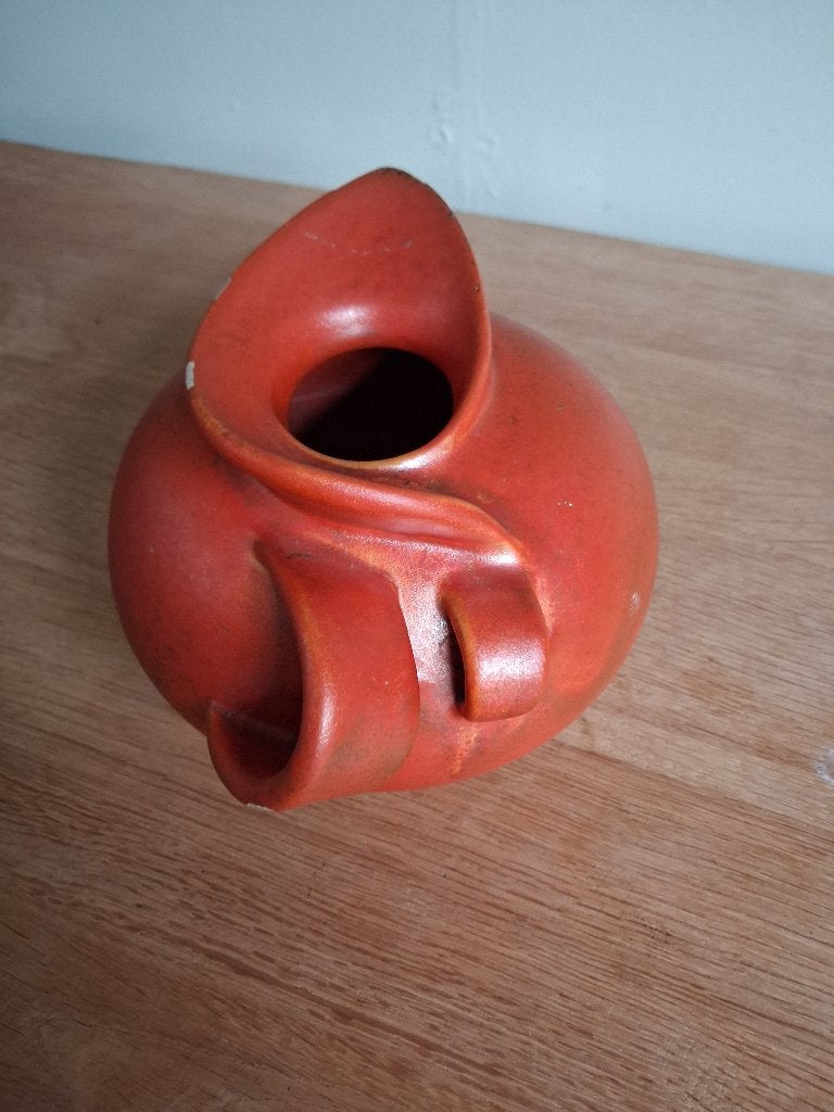Vintage art deco rode keramische  schenkkan, Ophalen of Verzenden