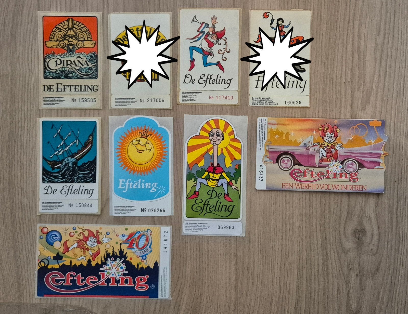 Efteling - oude parkeer stickers- origineel, Ophalen of Verzenden, Zo goed als nieuw, Overige typen