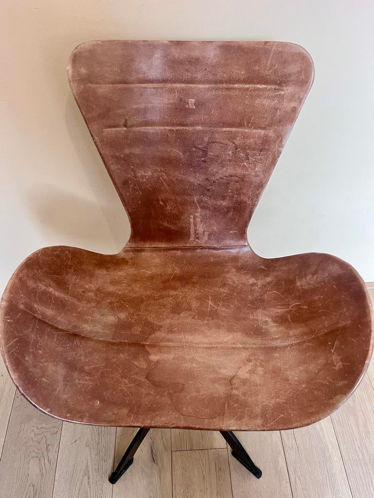 Leren stoel  - Gebruikt, Huis en Inrichting, Stoelen, Ophalen, Gebruikt, Bruin, Leer
