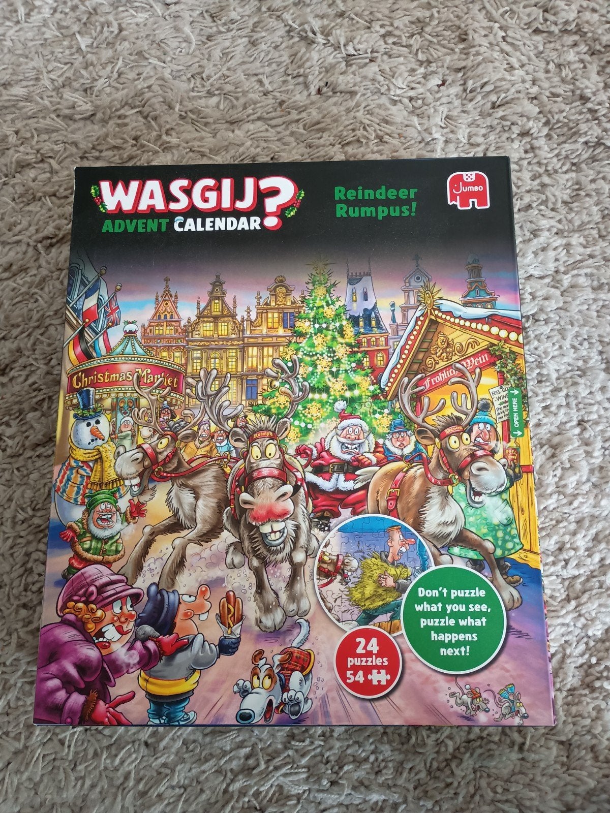 WASGIJ? Advent Kalender Reindeer Rumpus! 24 Puzzels, Ophalen of Verzenden, Minder dan 500 stukjes, Zo goed als nieuw, Legpuzzel