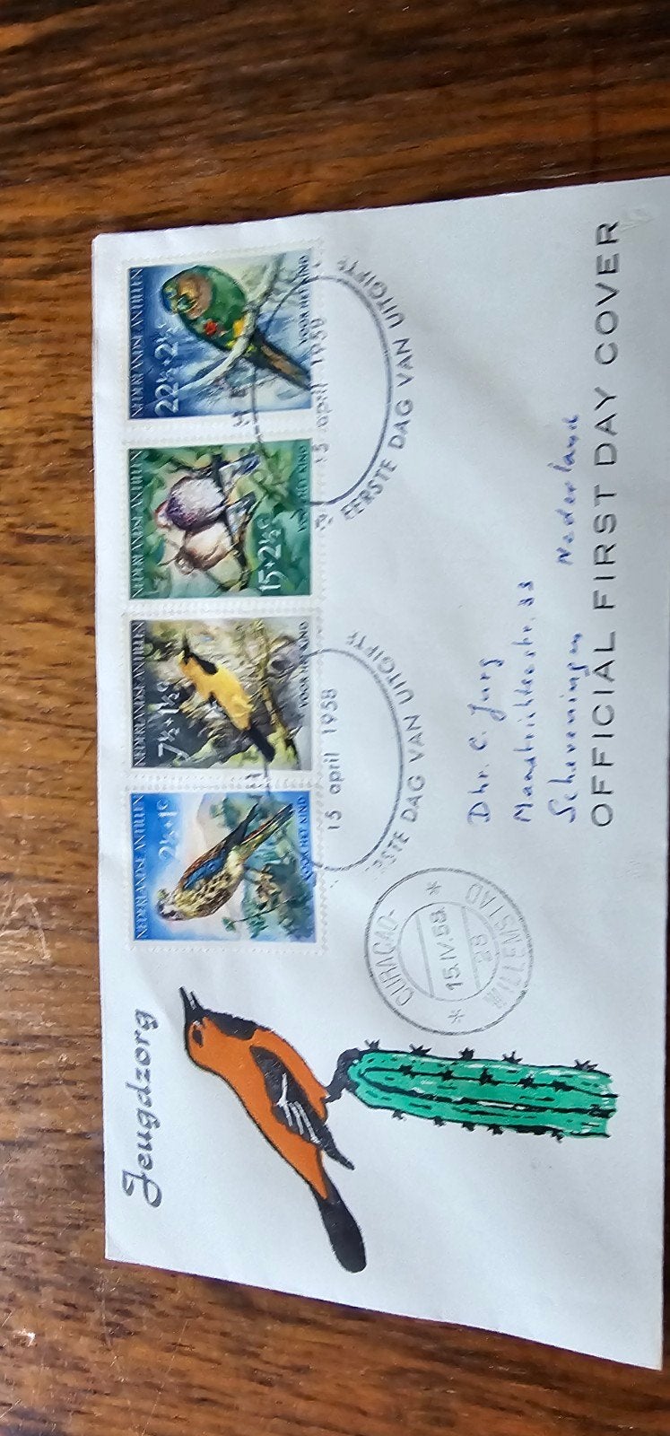 FDC Nederlandse Antillen E6 - Jeugdzorg 1958, Verzenden, Gestempeld