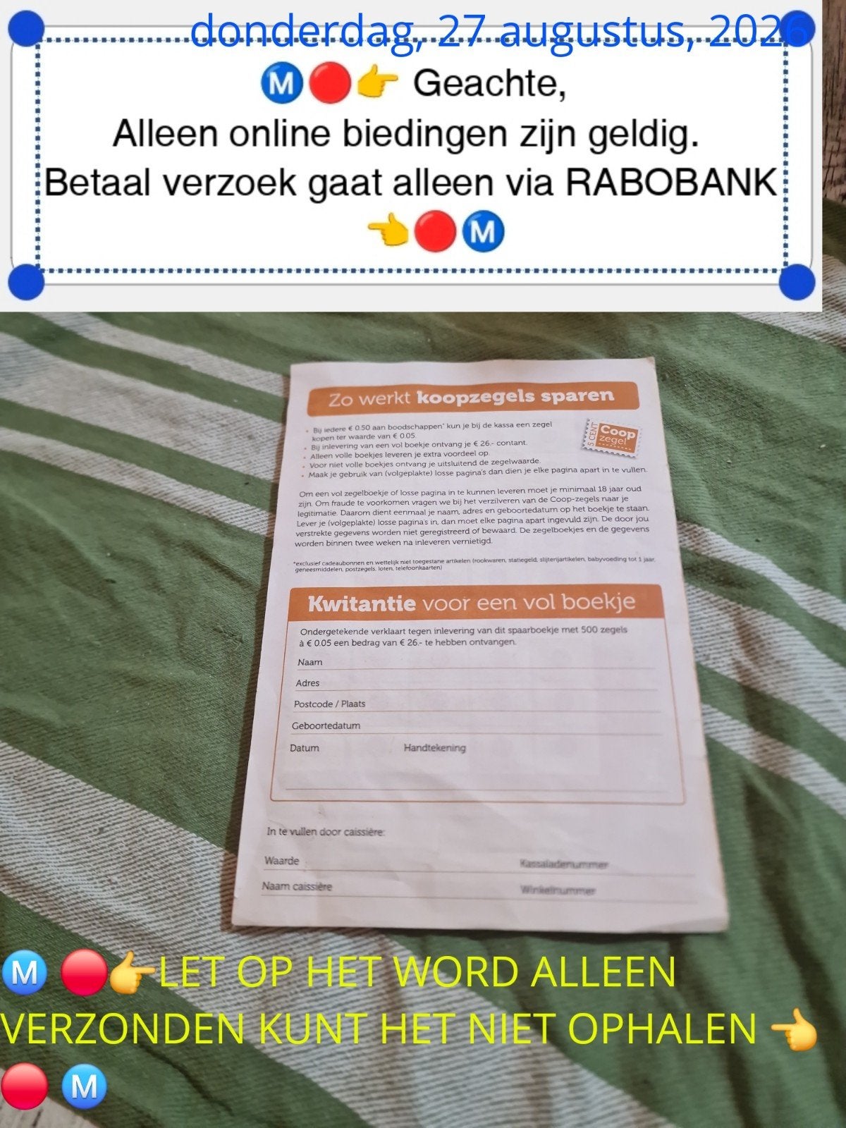 Ⓜ️ 500 opgeplakte coop supermarkt koopzegels, Verzenden, Zegels, Bonnen of Punten