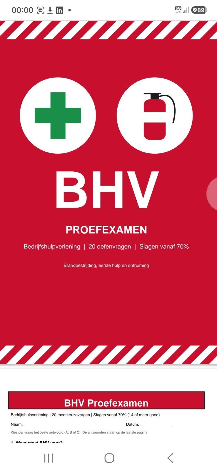 bhv proef examen., Verzenden, Nieuw