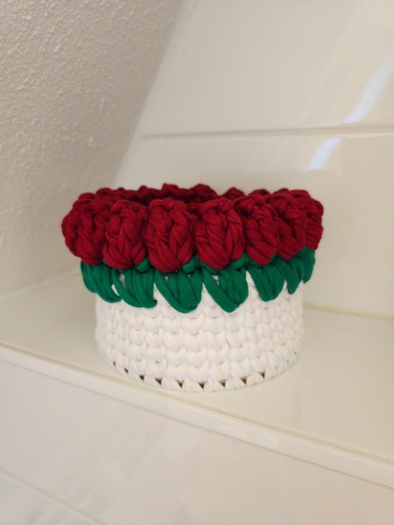 Rood gehaakt badkamermandje | Opbergmand badkamer, Toilet-accessoire, Overige merken, Nieuw, Ophalen of Verzenden