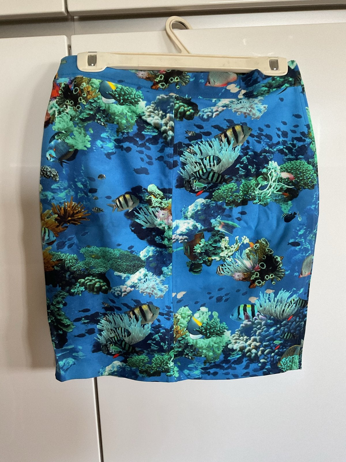 Marccain rokje met koraalprint - Maat 3, lengte 50 cm, Maat 38/40 (M), Blauw, Ophalen of Verzenden, Zo goed als nieuw