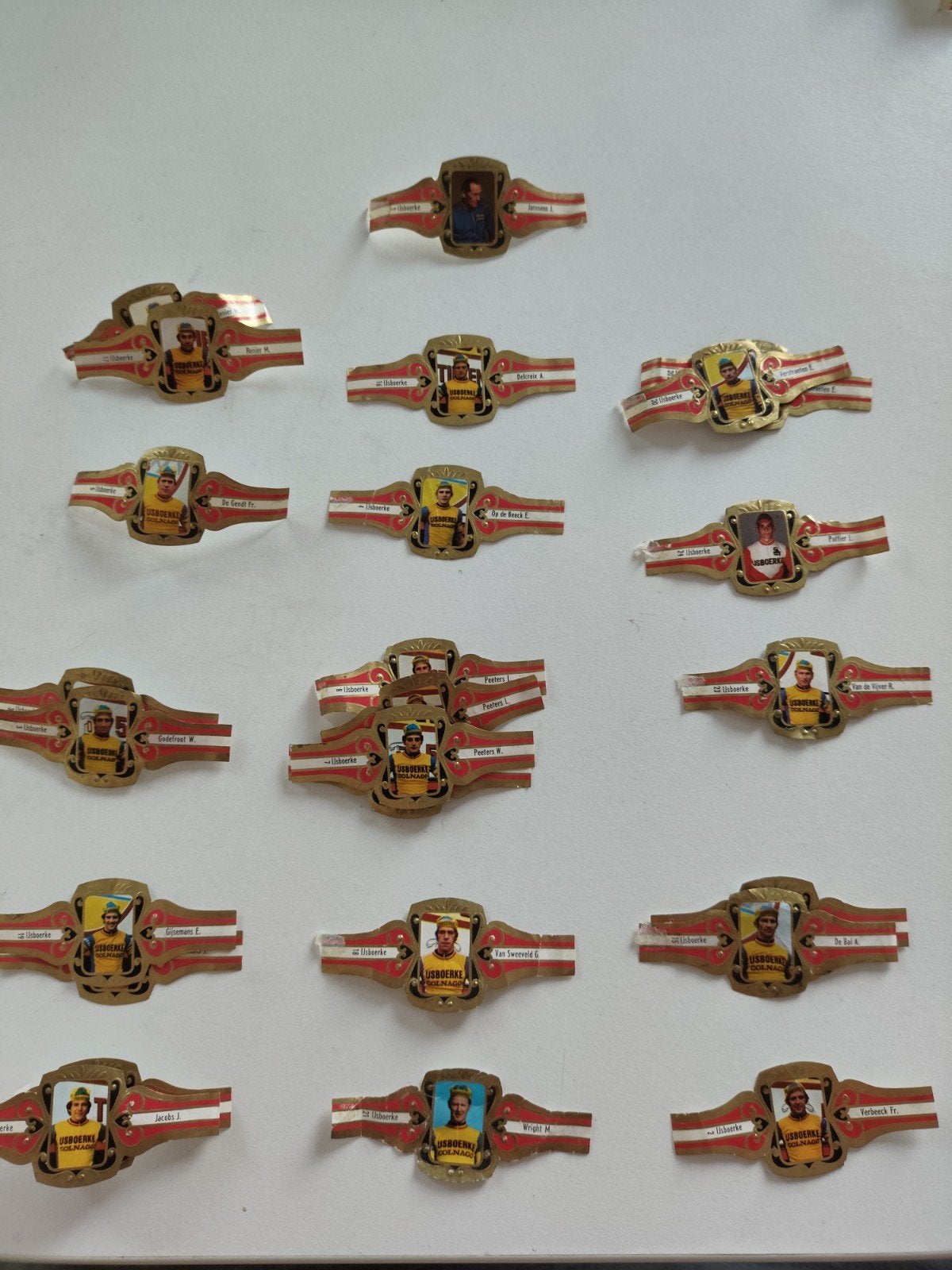 Vintage sigarenbandjes Usboerke wielrenners, Ophalen of Verzenden, Gebruikt