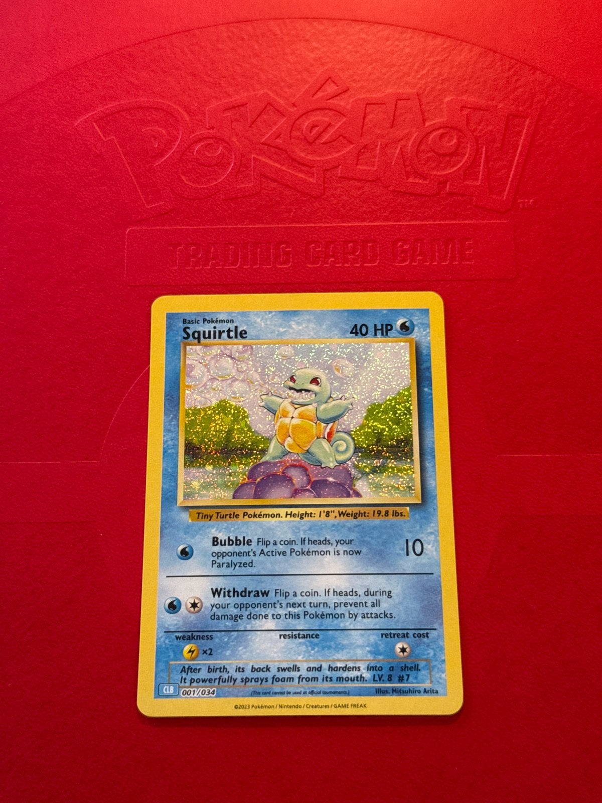 Squirtle #001/034, Ophalen of Verzenden, Zo goed als nieuw, Losse kaart, Foil