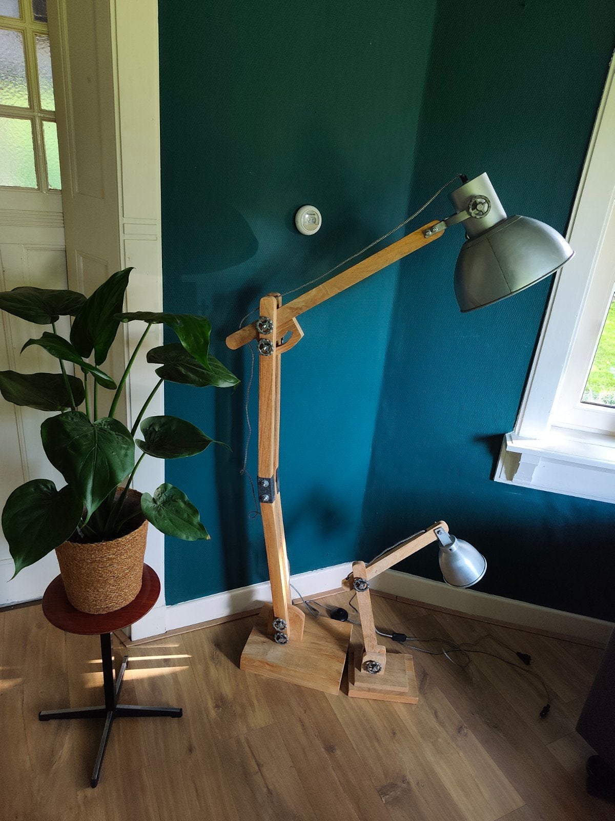 Set van 2 industriële lampen: vloerlamp en tafellamp, Ophalen, Industrieel, Modern, Zo goed als nieuw, 150 tot 200 cm