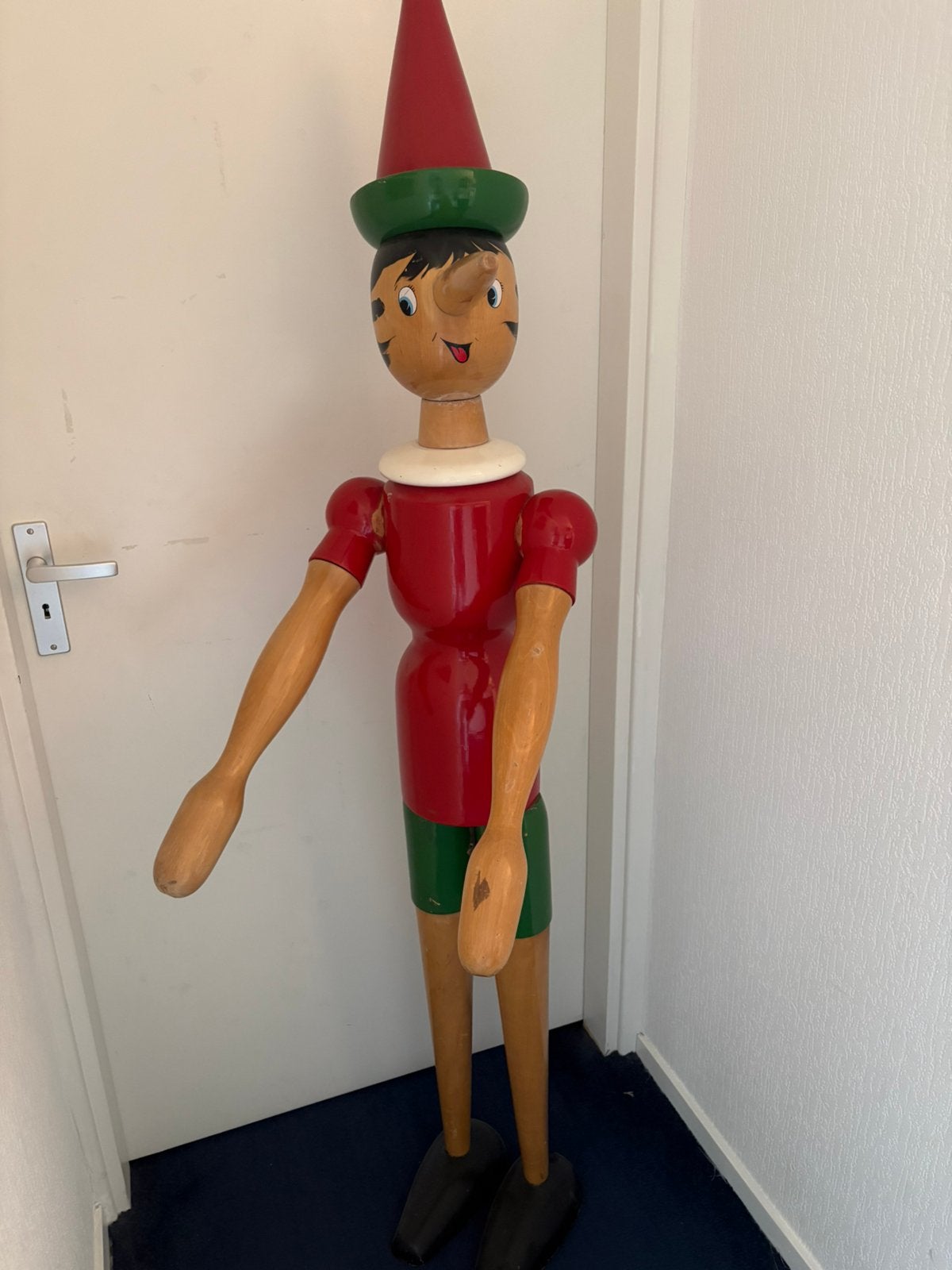 Grote houten Pinokkio decoratiepop ca. 170 cm, Antiek en Kunst, Ophalen
