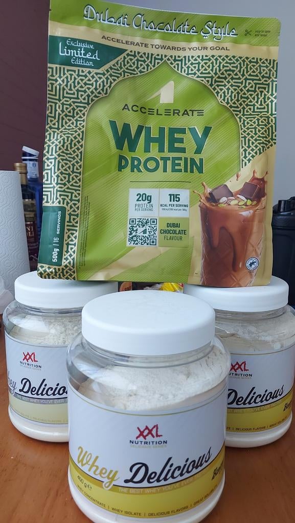Accelerate Whey Protein en XXL Nutrition Whey Delicious, Ophalen of Verzenden