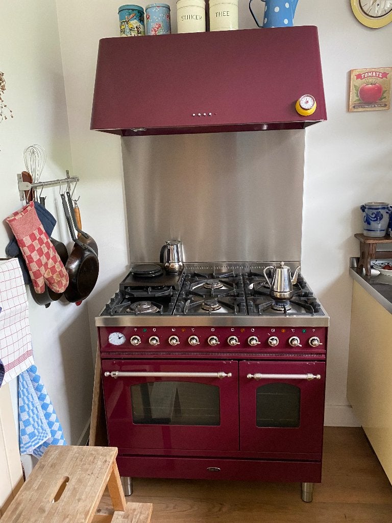 Boretti gasfornuis met bijbehorende afzuigkap, Gebruikt, Minder dan 100 cm, Rood, 50 tot 75 cm
