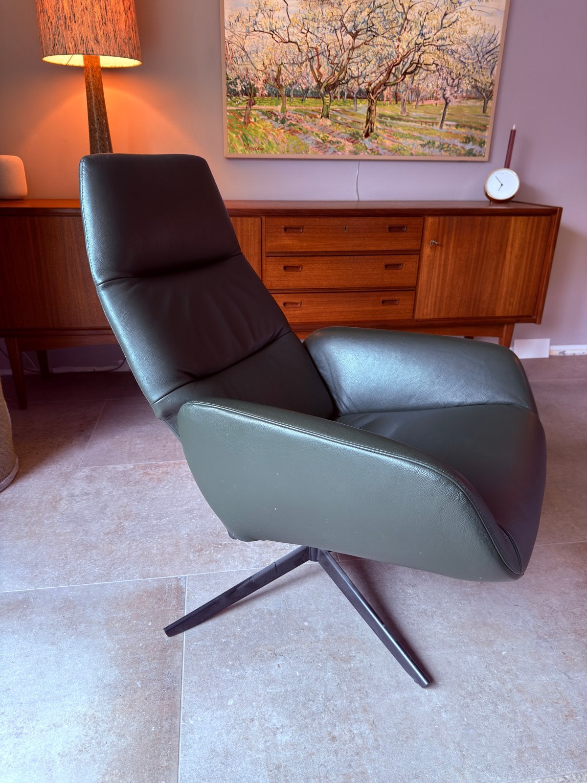 Leren fauteuil - Donkergroen (ERGO RELAXFAUTEUIL ERGO), Ophalen, Overige kleuren, Leer, Zo goed als nieuw