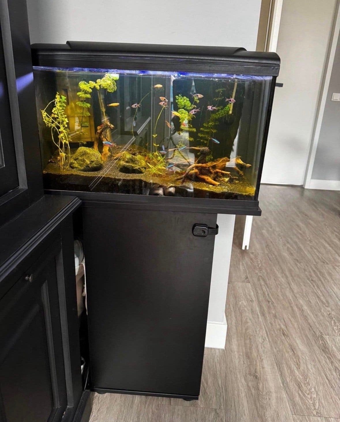 Aquarium incl meubel zwart, Dieren en Toebehoren, Ophalen, Gebruikt, Aquariummeubel