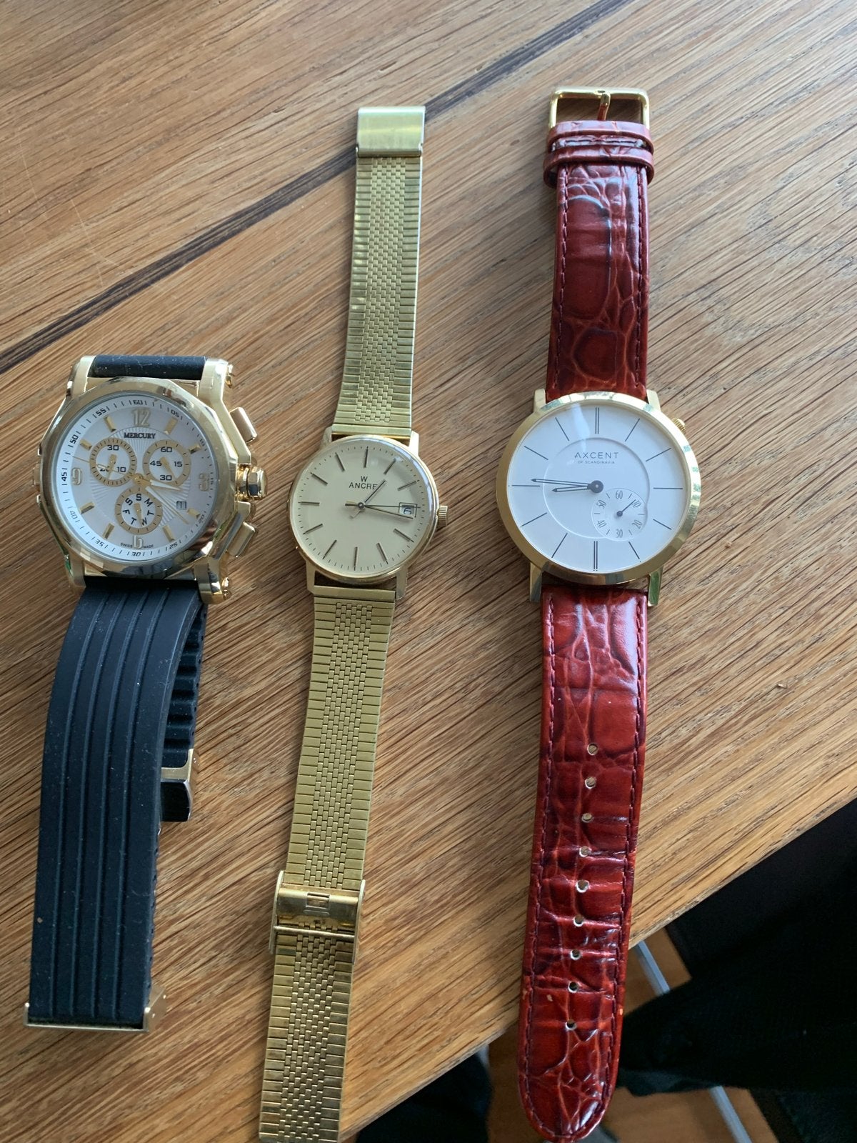 Mooie Vintage AXCENT, W ANCRE EN MERCURY horloges te koop, Sieraden, Tassen en Uiterlijk, Overige merken, Overige materialen, Met bandje