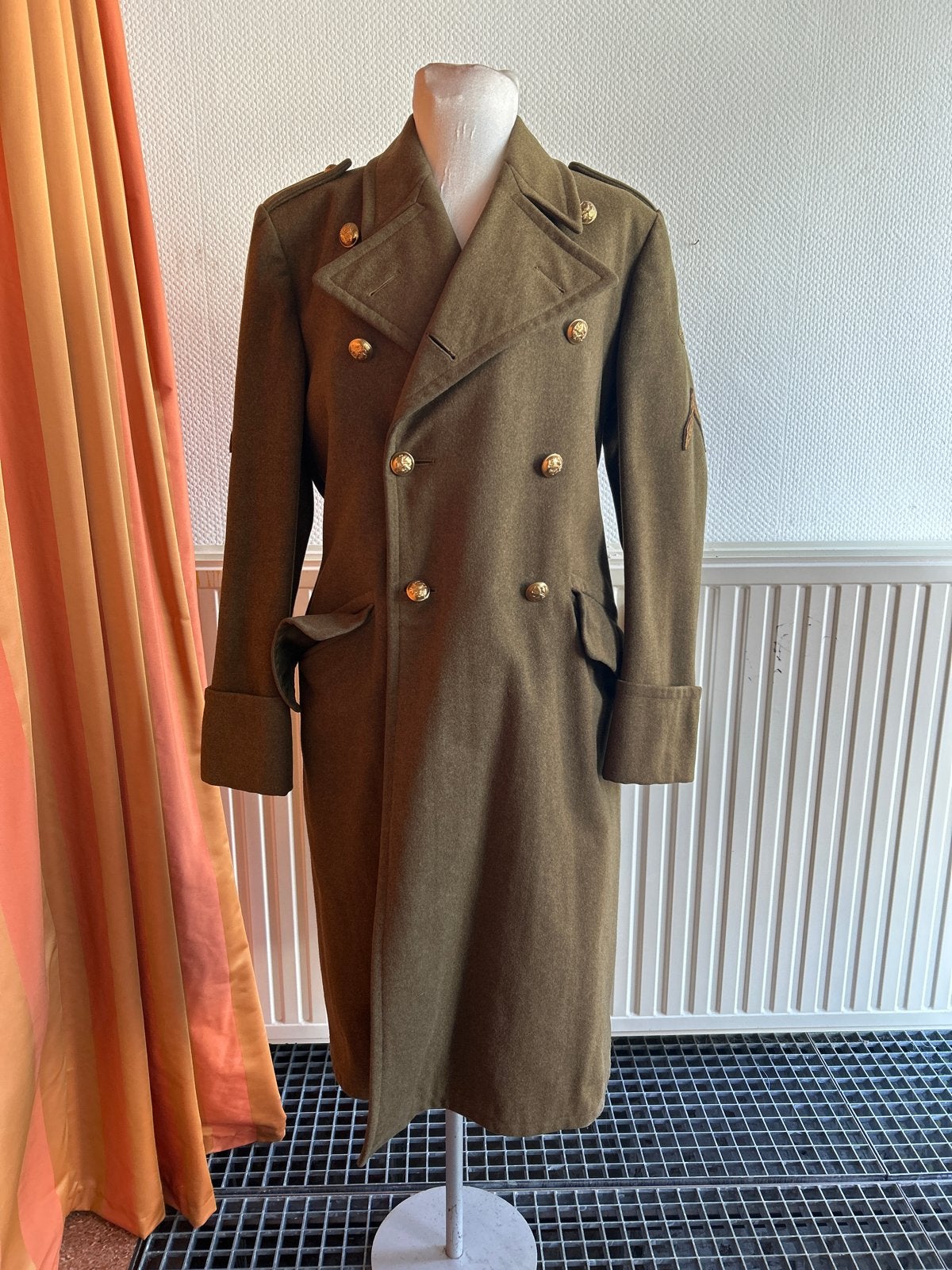 Vintage Nederlandse Landmacht Overjas - Wol, 1956, Ophalen of Verzenden, Landmacht, Nederland, Kleding of Schoenen