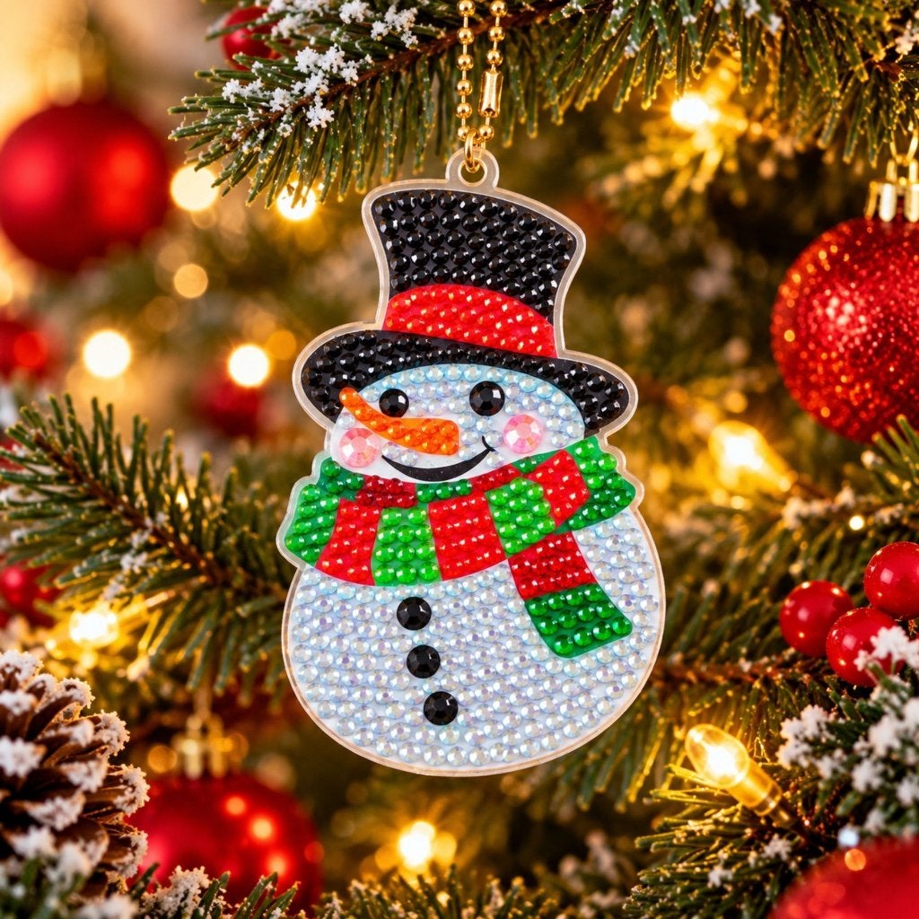 Diamond Painting Sneeuwpop Sleutelhanger – DIY Kerstpakket, D, Nieuw, Ophalen of Verzenden, D