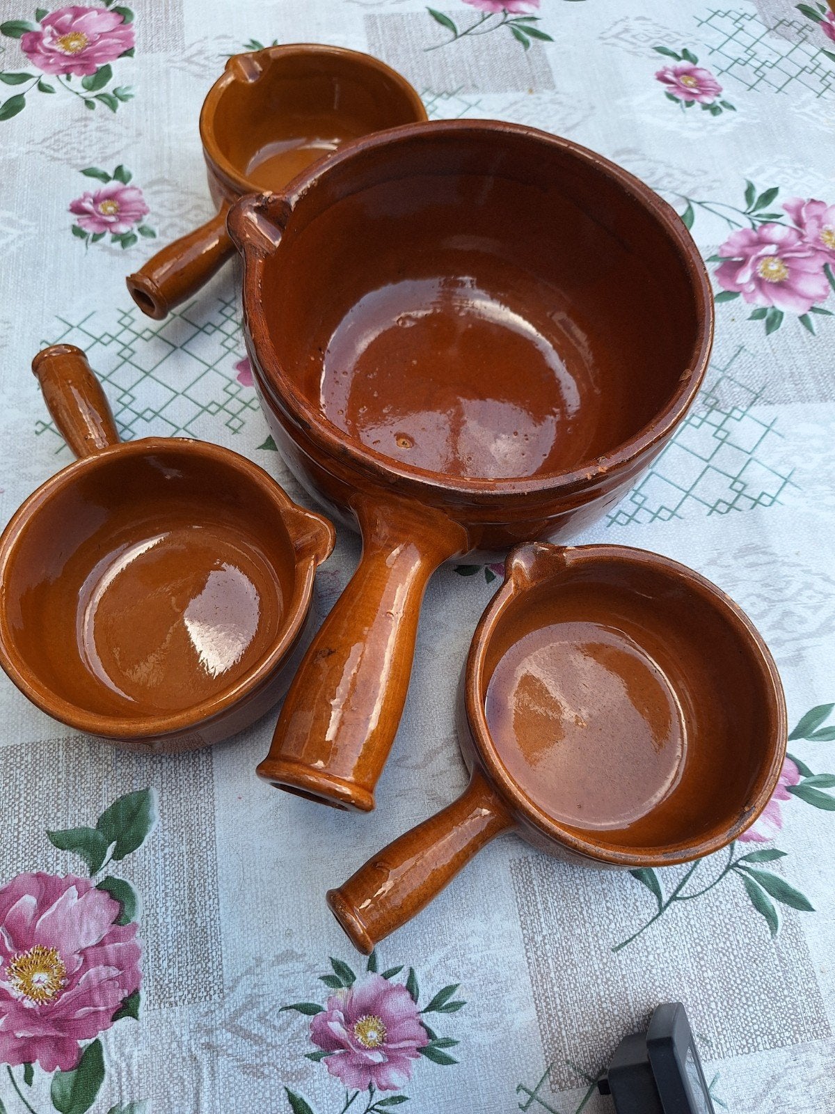 Set van 4 terracotta schalen met handvat, Ophalen of Verzenden