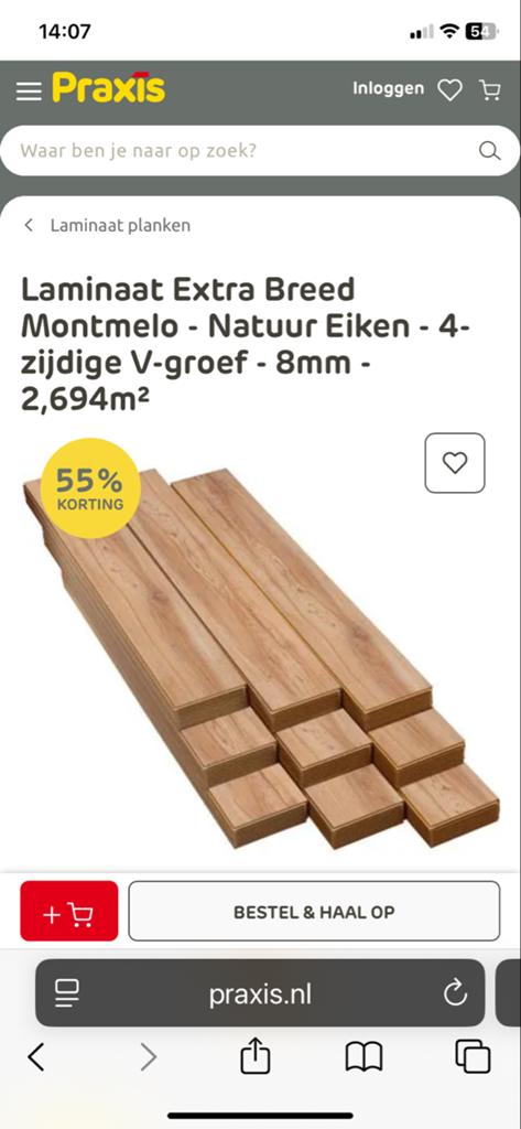 Laminaat Extra Breed Montmelo - Natuur Eiken - 13 m2, Ophalen, Nieuw, 10 tot 25 m², Laminaat