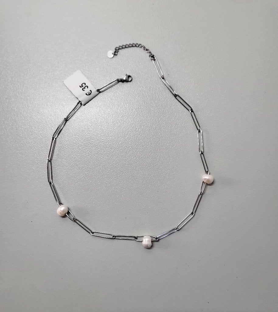 Ketting met pareltjes, Sieraden, Tassen en Uiterlijk, Kettingen, Ophalen of Verzenden, Nieuw, Wit, Overige materialen