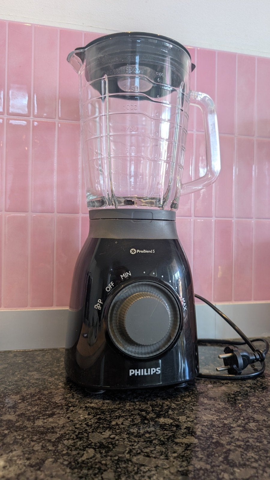 Philips ProBlend 5 Blender - Zwart met glazen kan, Ophalen, Gebruikt, Blender