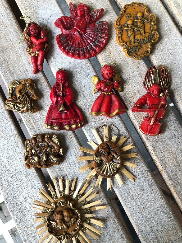 Vintage wassen kerstversiering Beieren - 13 stuks, Ophalen of Verzenden, Zo goed als nieuw