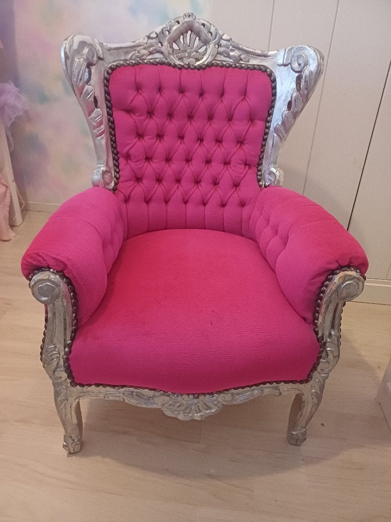 Barok stoel roze zilver voor kinderen, Ophalen
