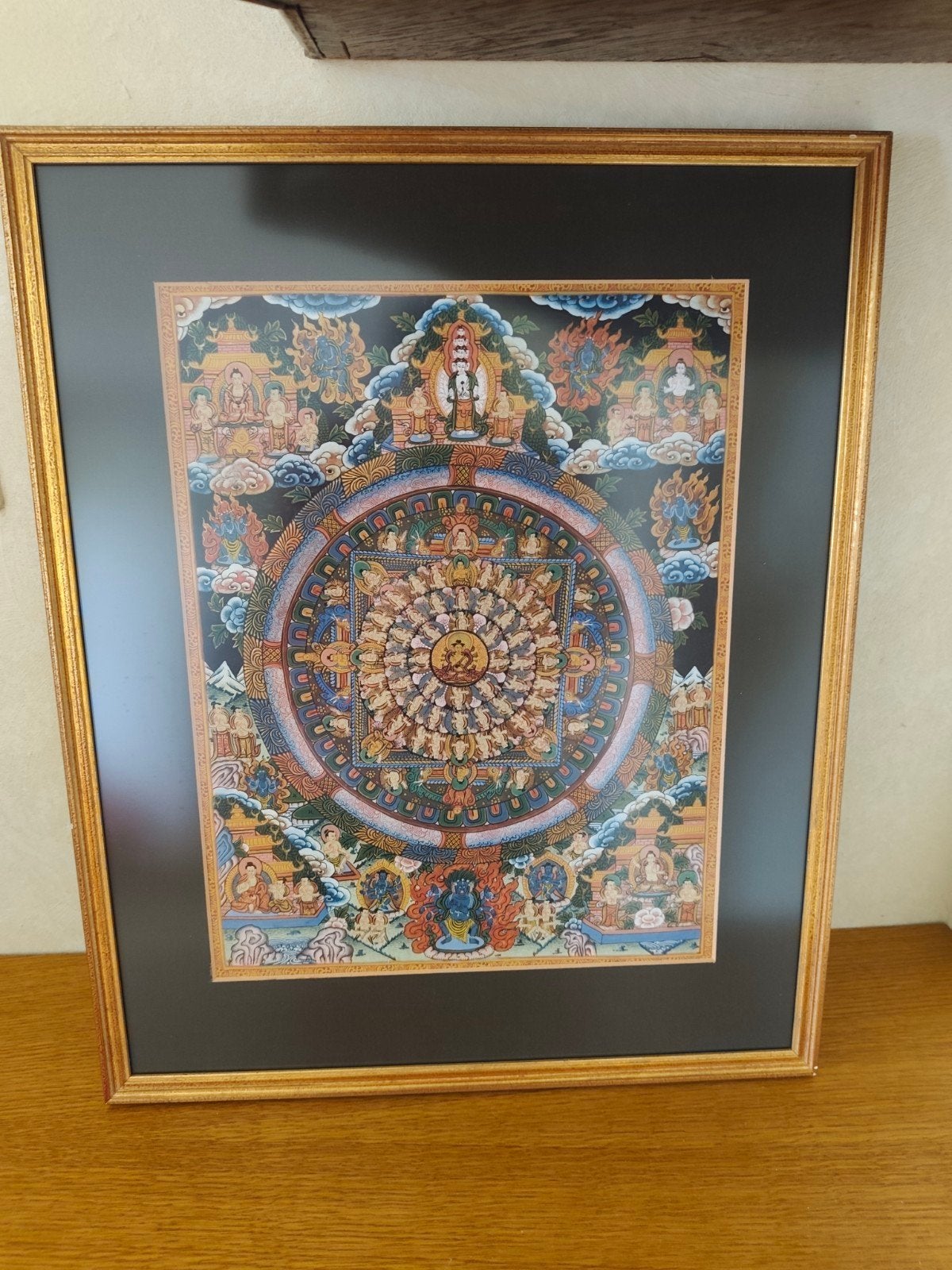Ingelijste Boeddhistische Mandala Kunstprint, Ophalen