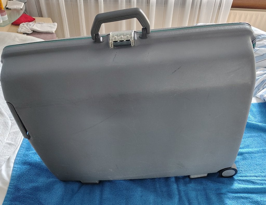 Samsonite Oyster hardschalen koffer 70cm donker grijs 20euro, Gebruikt, Hard kunststof, Slot, Ophalen of Verzenden