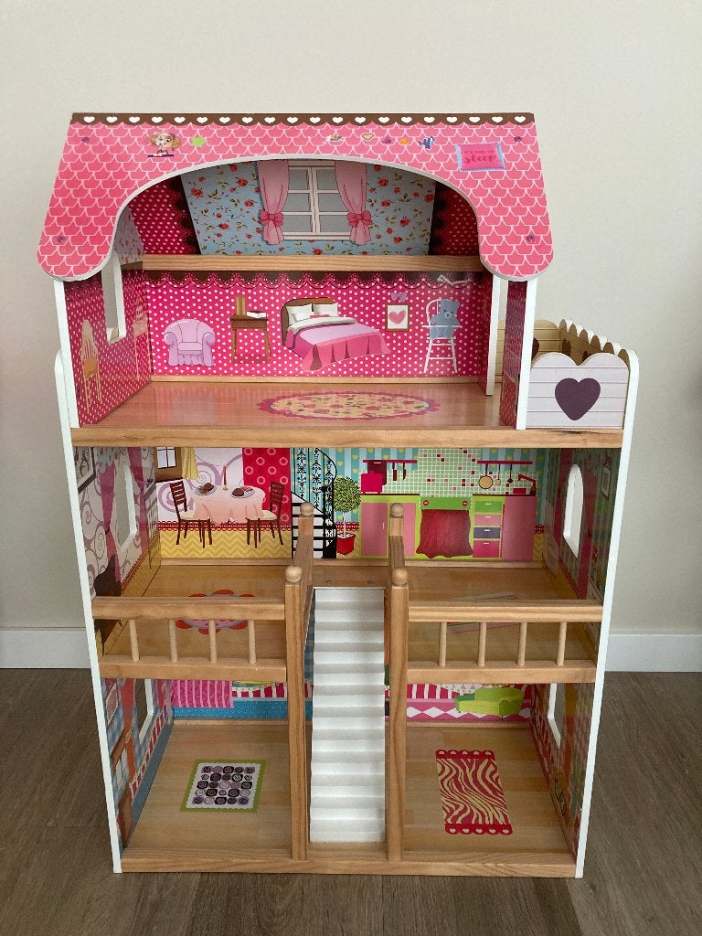 Houten poppenhuis Bandits & Angels - roze, Ophalen, Gebruikt, Poppenhuis