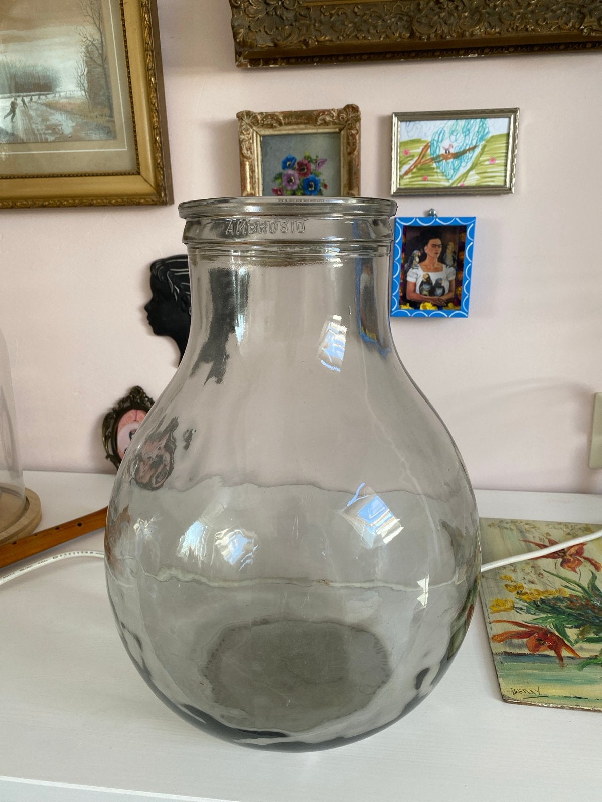 Vintage Ambrosio Glazen Fles/Vaas kleurloos, Ophalen