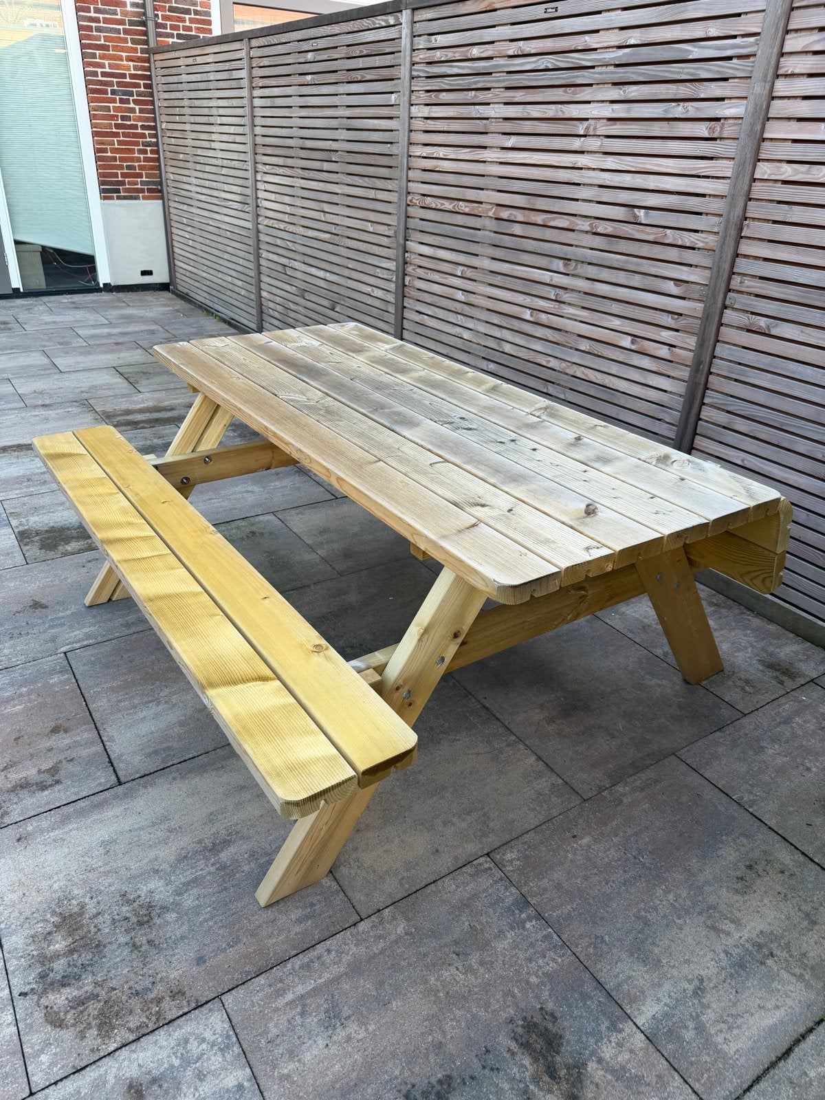 Houten picknicktafel - Ideaal voor tuin of terras, Ophalen, Gebruikt, Rechthoekig, Hout