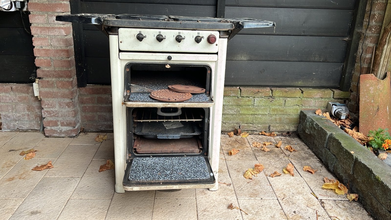 Vintage gasfornuis met oven - Jenking, Ophalen, 60 cm of meer, 4 kookzones, Gas