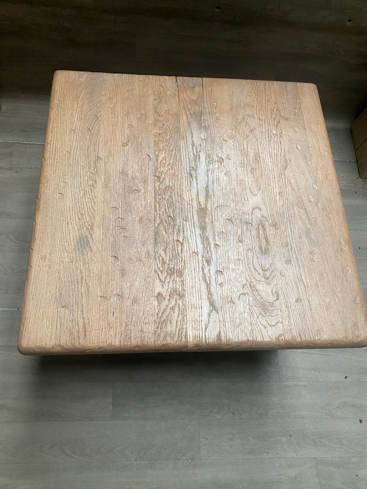 Zware Eiken Bijzettafel 70x70x45 cm - Opknapper, Ophalen, Minder dan 45 cm, Gebruikt, Vierkant