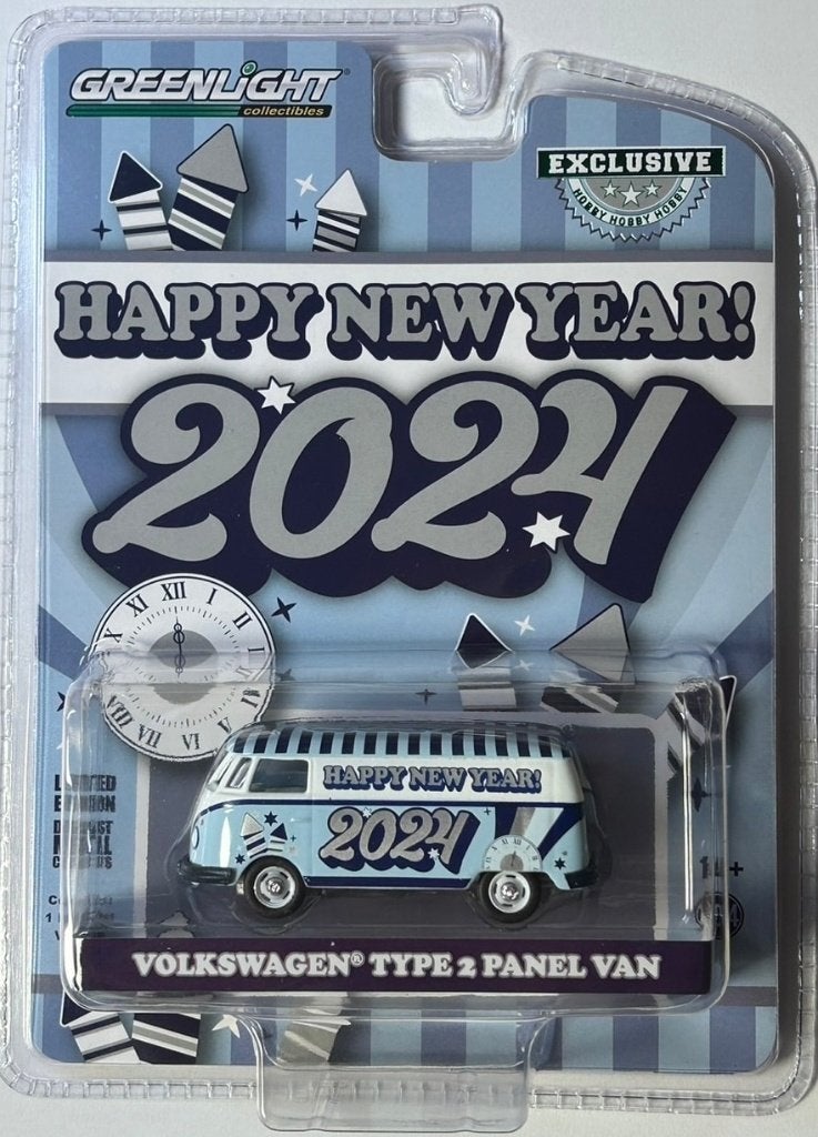 VW Volkswagen bus T1 Panel Van Greenlight 1/64 New Year 2024, Ophalen of Verzenden, Nieuw, Auto