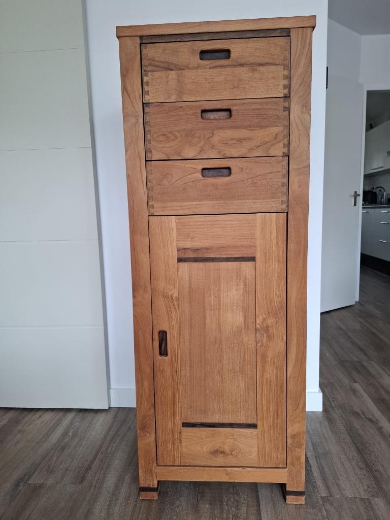 Teakhouten kast, Huis en Inrichting, Kasten | Dressoirs, Ophalen, Gebruikt, Met deur(en), Teakhout