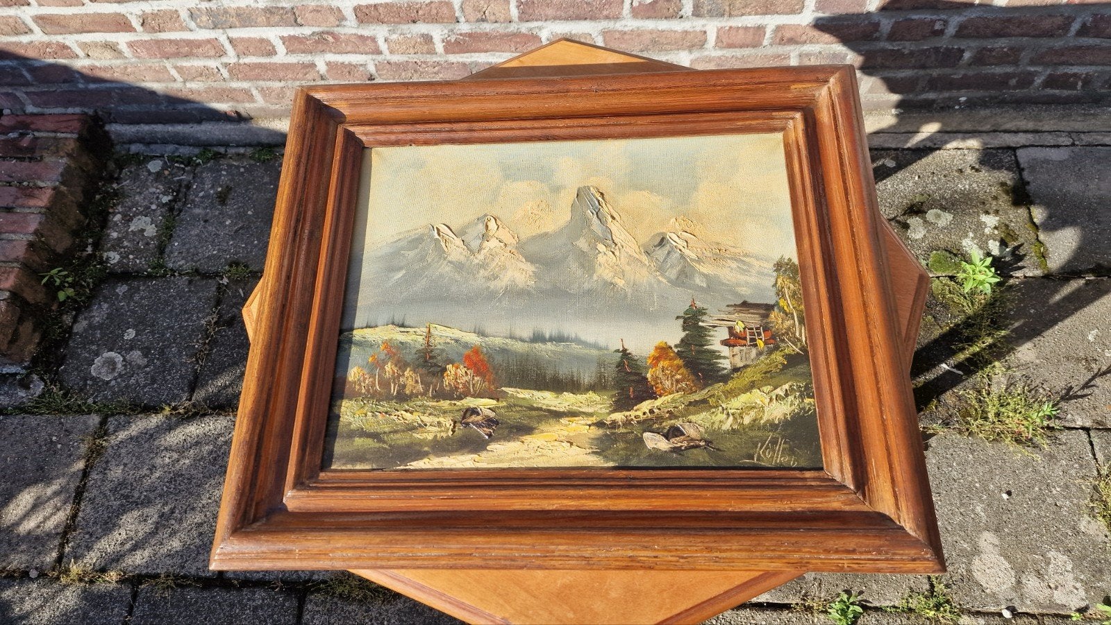 Mooi schilderij met bergzicht , Alpen, Ophalen