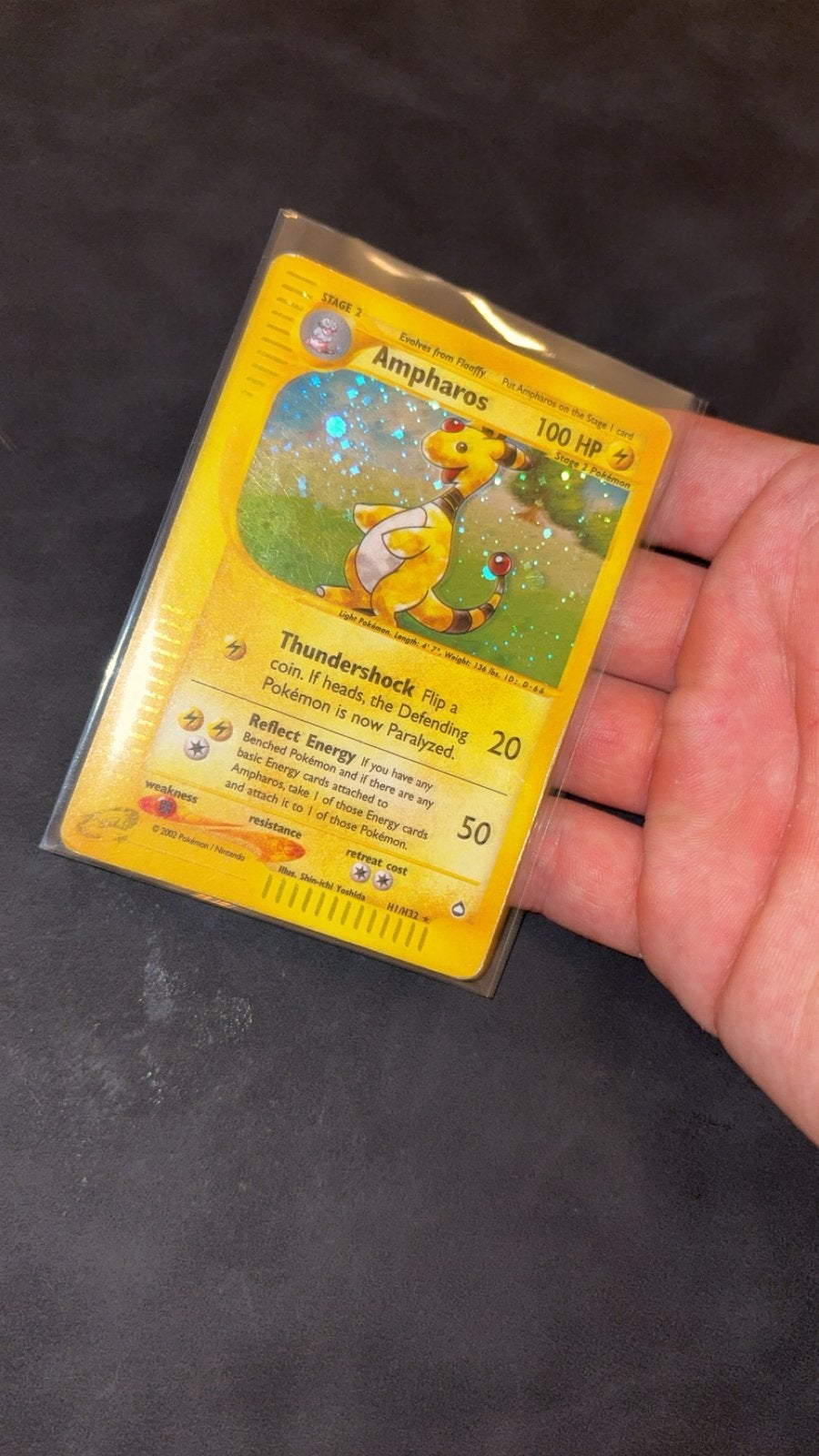 Ampharos holo Aquapolis H1/H32 2003 pokemon kaart vintage, Ophalen of Verzenden, Zo goed als nieuw