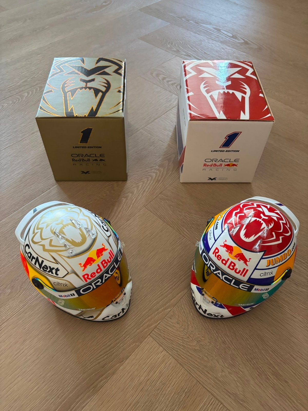 Max Verstappen 2022 Kampioen & Dutch GP Helmen Schaal 1:2, Ophalen, Zo goed als nieuw, Formule 1