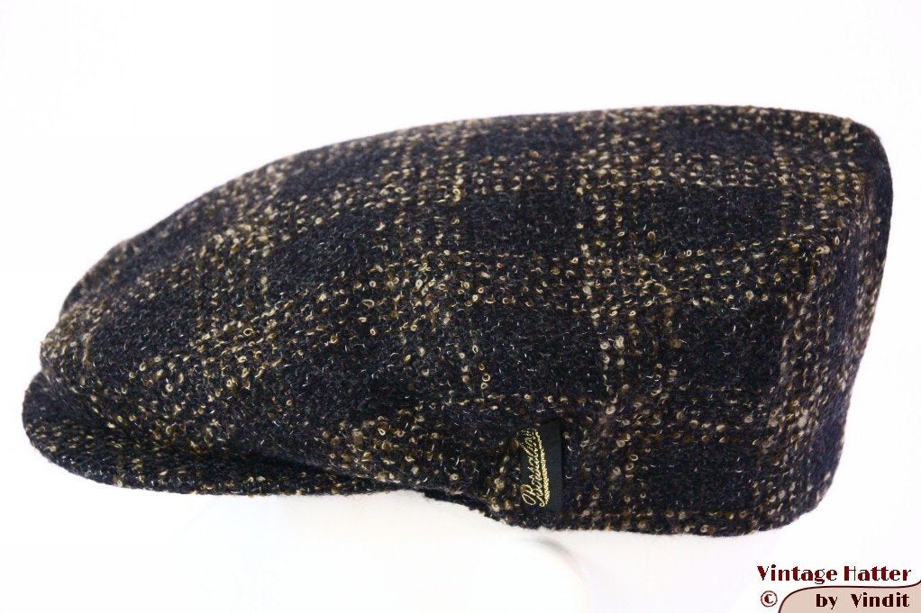 Platte pet Borsalino Ferla bruinig grijs geruit wol 55 nieuw, 55 cm (S, 6⅞ inch) of minder, Nieuw, Ophalen of Verzenden, Pet