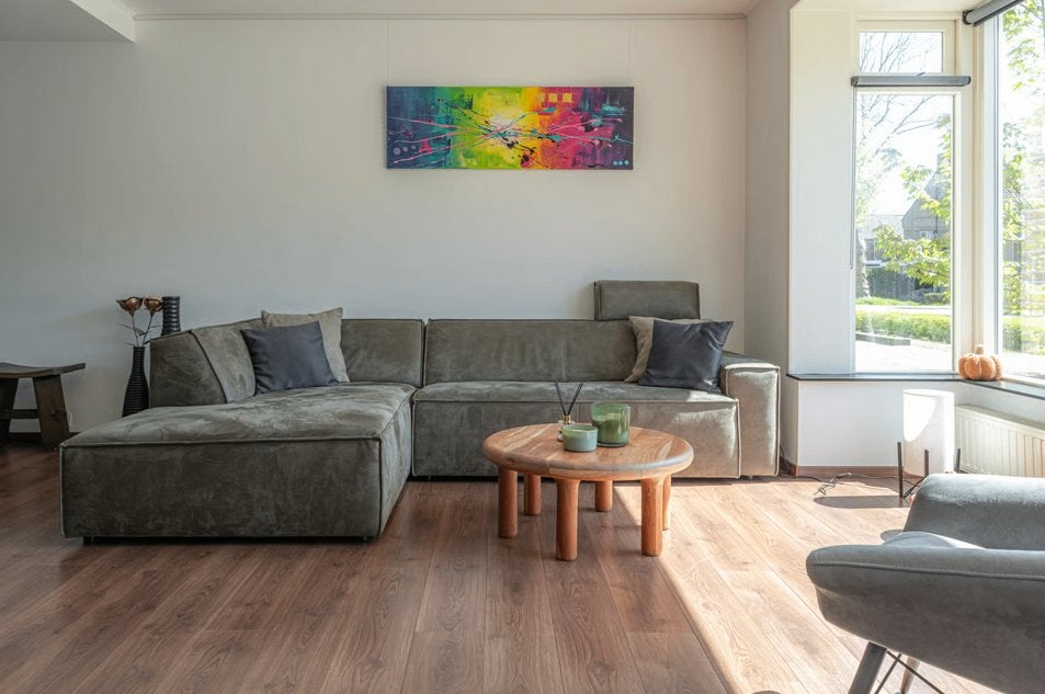 Hoekbank suede, Huis en Inrichting, Rer, Hoekbank, 300 cm of meer, 75 tot 100 cm