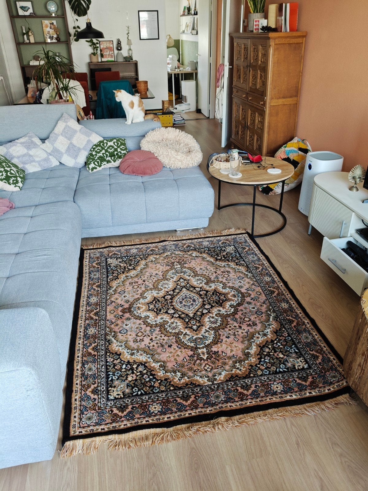 Vloerkleed, Huis en Inrichting, Ophalen, Blauw, 100 tot 150 cm, Zo goed als nieuw