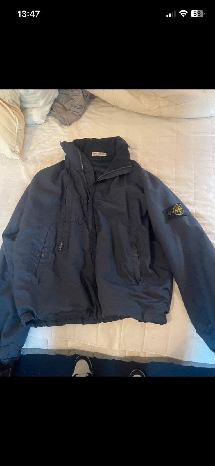 Stone Island Waxed-Cotton Jas - Maat L, Kleding | Heren, Maat 52/54 (L), Blauw, Ophalen of Verzenden, Zo goed als nieuw