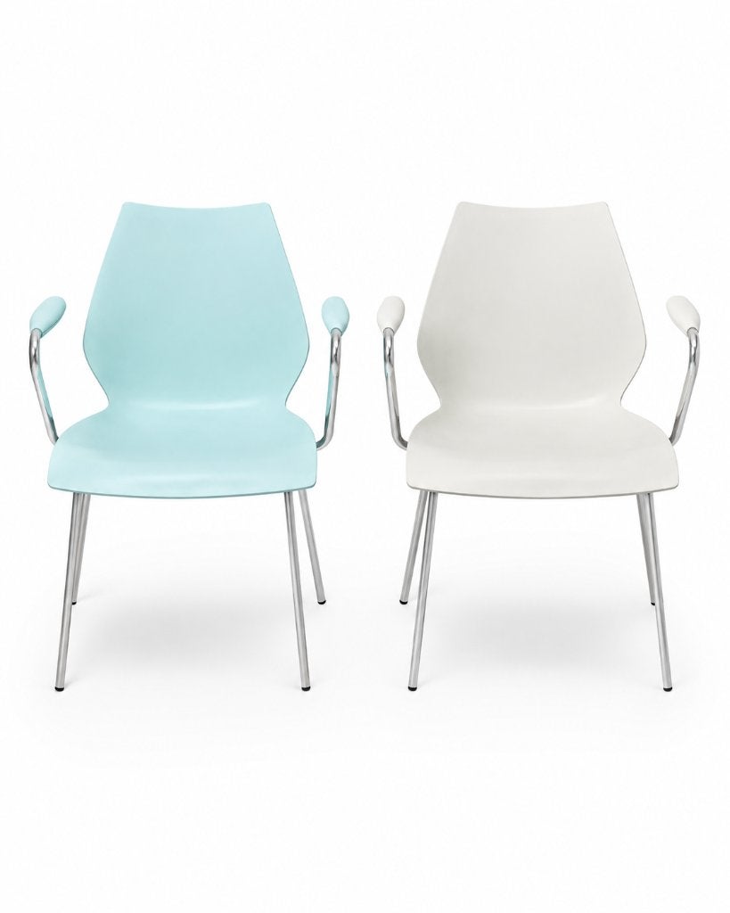 Originele Kartell Maui Armstoelen – Vico Magistretti, Huis en Inrichting, Twee, ., Wit, Ophalen of Verzenden